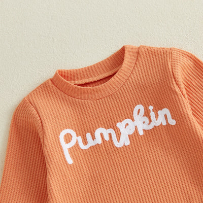 PUMPKIN Waffle Knit Long-Sleeve Onesie