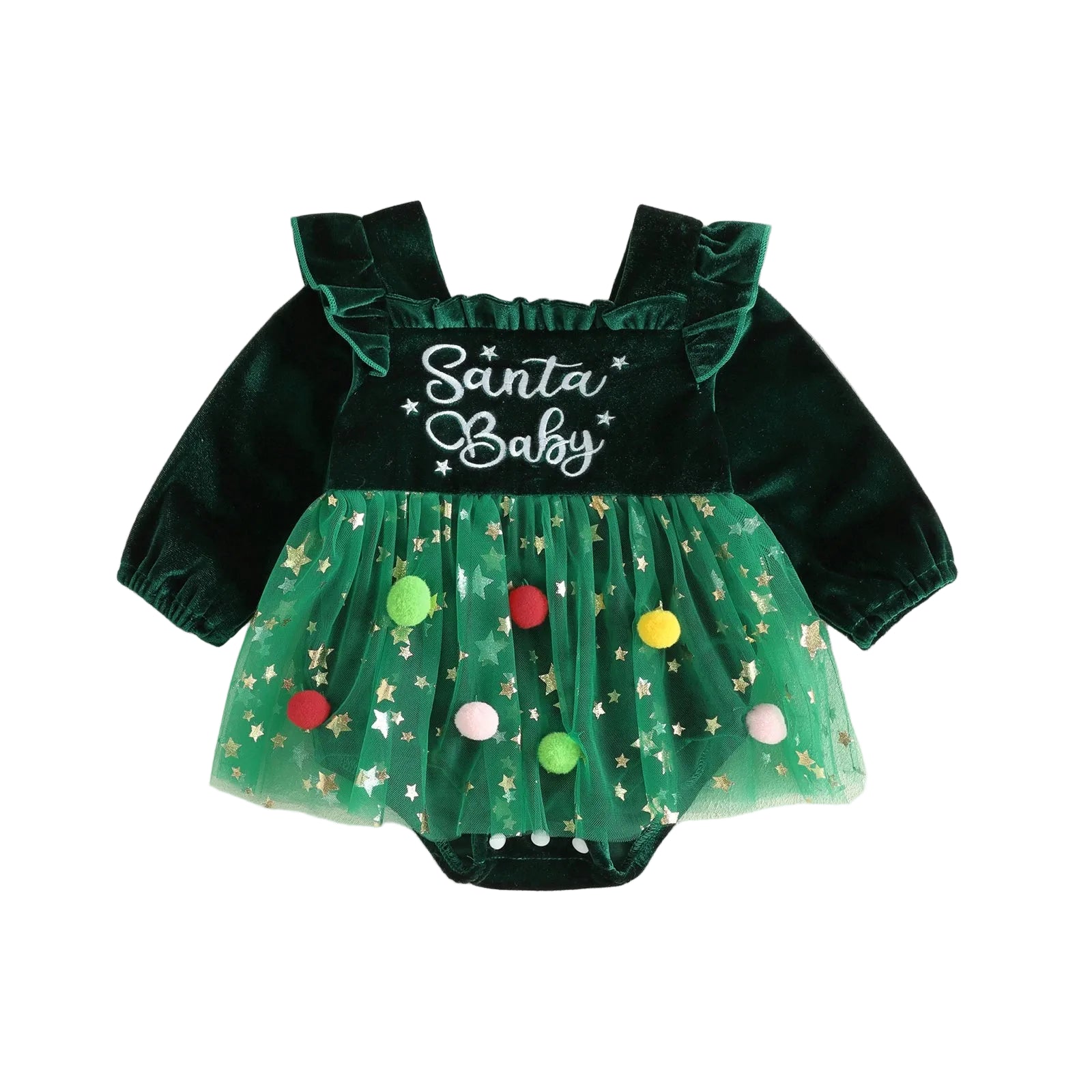 SANTA BABY Velvet Romper Dress