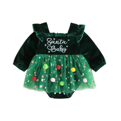 SANTA BABY Velvet Romper Dress