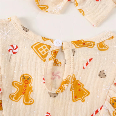 GINGERBREAD MAN Bowtie Ruffle Jumpsuit