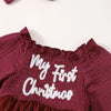 MY FIRST CHRISTMAS Smocked Tulle Romper Dress