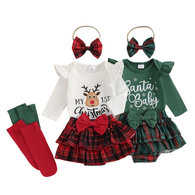 MY 1ST CHRISTMAS Plaid Ruffle Skirt Outfit