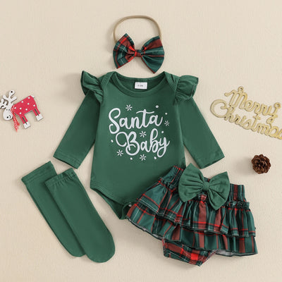 MY 1ST CHRISTMAS Plaid Ruffle Skirt Outfit