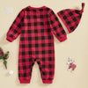 MY FIRST CHRISTMAS Plaid Jumpsuit with Beanie