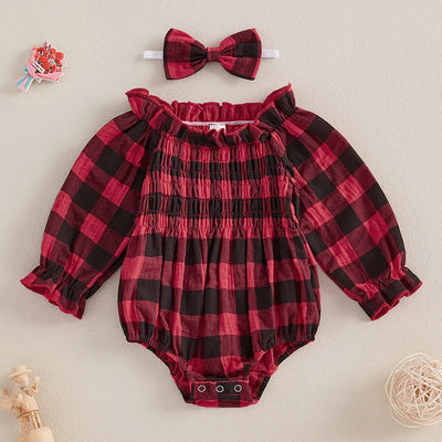 ROMY Plaid Smocked Romper