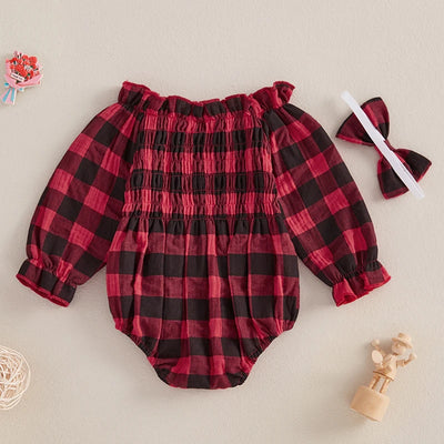 ROMY Plaid Smocked Romper