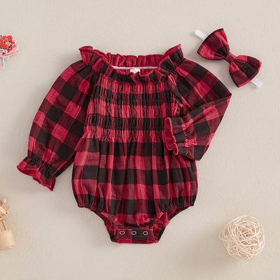 ROMY Plaid Smocked Romper