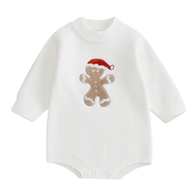 GINGERBREAD MAN White Knitted Romper