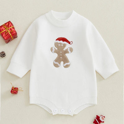 GINGERBREAD MAN White Knitted Romper