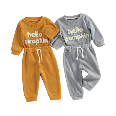 HELLO PUMPKIN Waffle Knit Outfit