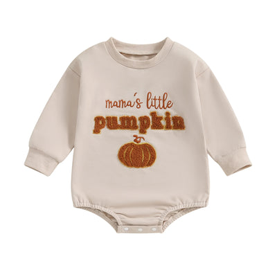 MAMA'S LITTLE PUMPKIN Plush Long-Sleeve Onesie