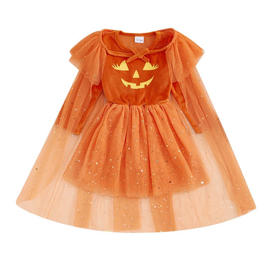 PUMPKIN PRINCESS Sparkle Dress with Tulle Cape