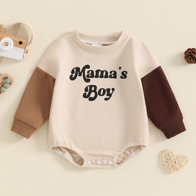 MAMA'S BOY Brown Long-Sleeve Onesie