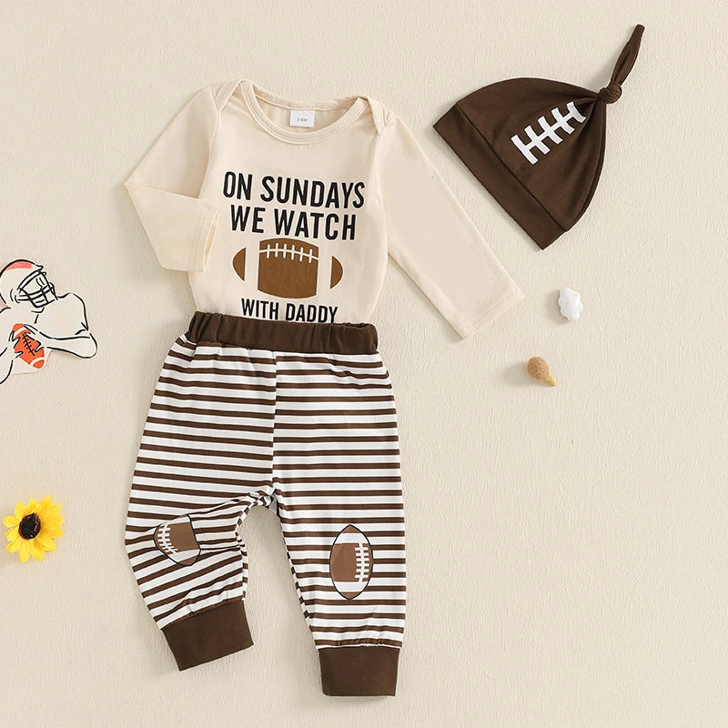 ON SUNDAYS WE WATCH FOOTBALL Striped Outfit