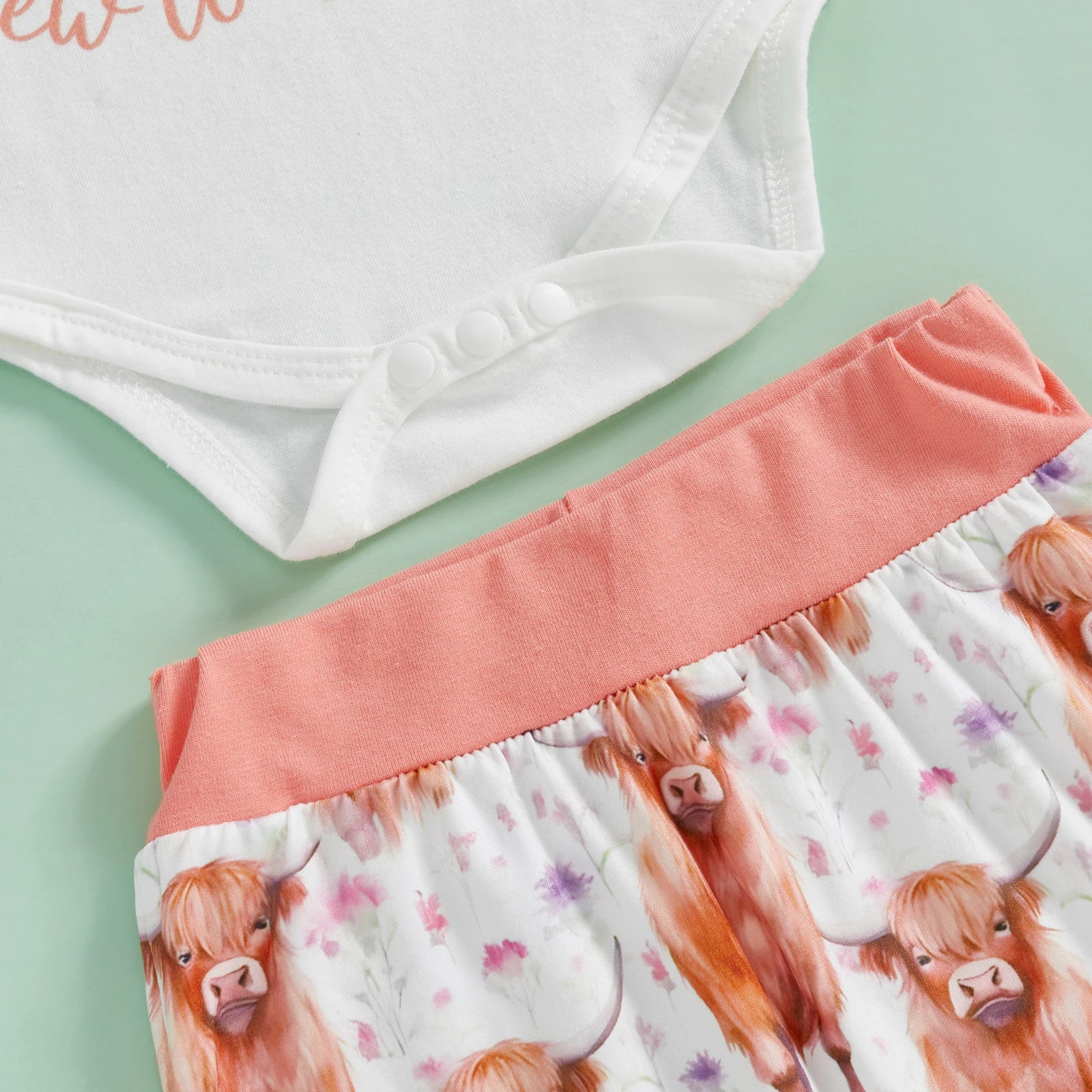 NEW TO THE HERD Highland Cow Coral Outfit