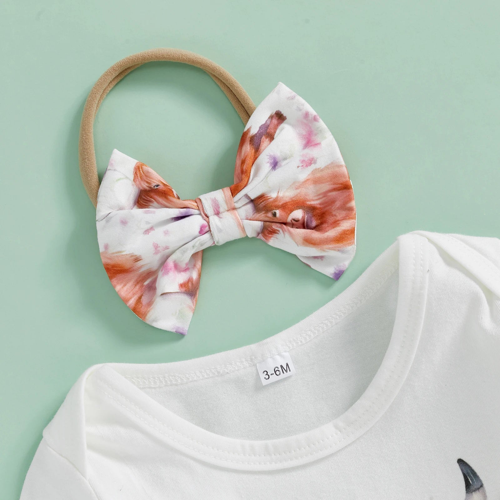 NEW TO THE HERD Highland Cow Coral Outfit