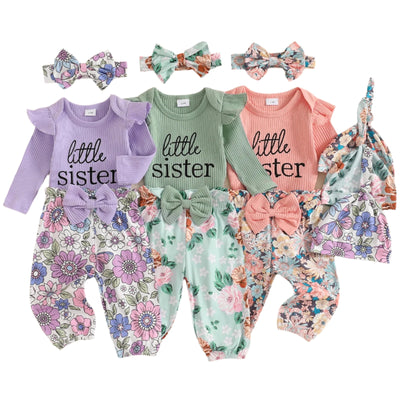 LITTLE SISTER Floral Bowtie Outfit