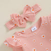 DAISY Ribbed Ruffle Outfit with Headband