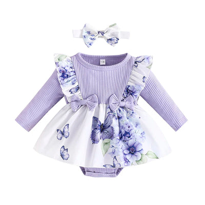 LAVENDER Butterfly Romper Dress