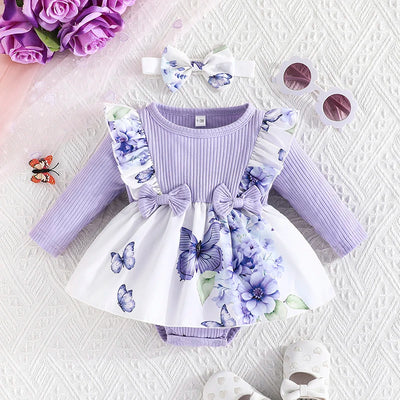 LAVENDER Butterfly Romper Dress