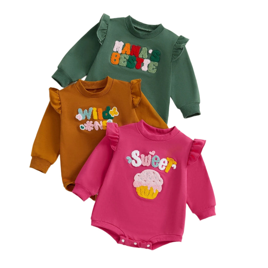 WILD ONE Ruffle Long-Sleeve Onesie