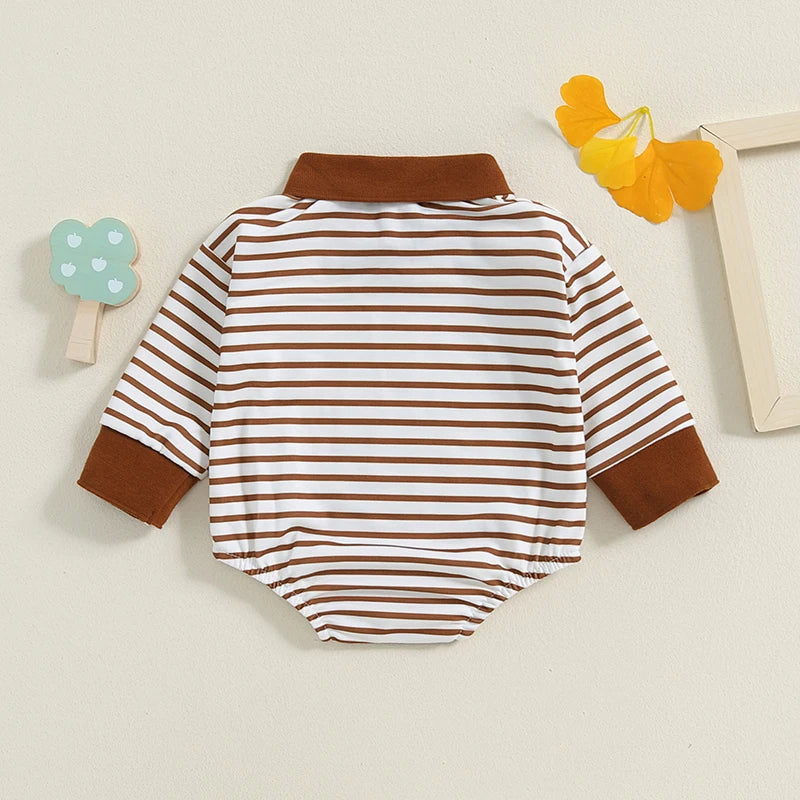 STRIPES Collared Long-Sleeve Onesie
