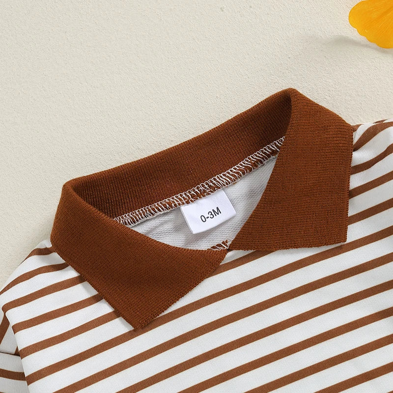 STRIPES Collared Long-Sleeve Onesie