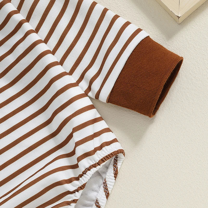 STRIPES Collared Long-Sleeve Onesie