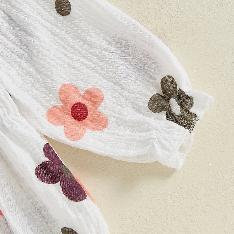 FLOWERS Smocked Romper with Headband