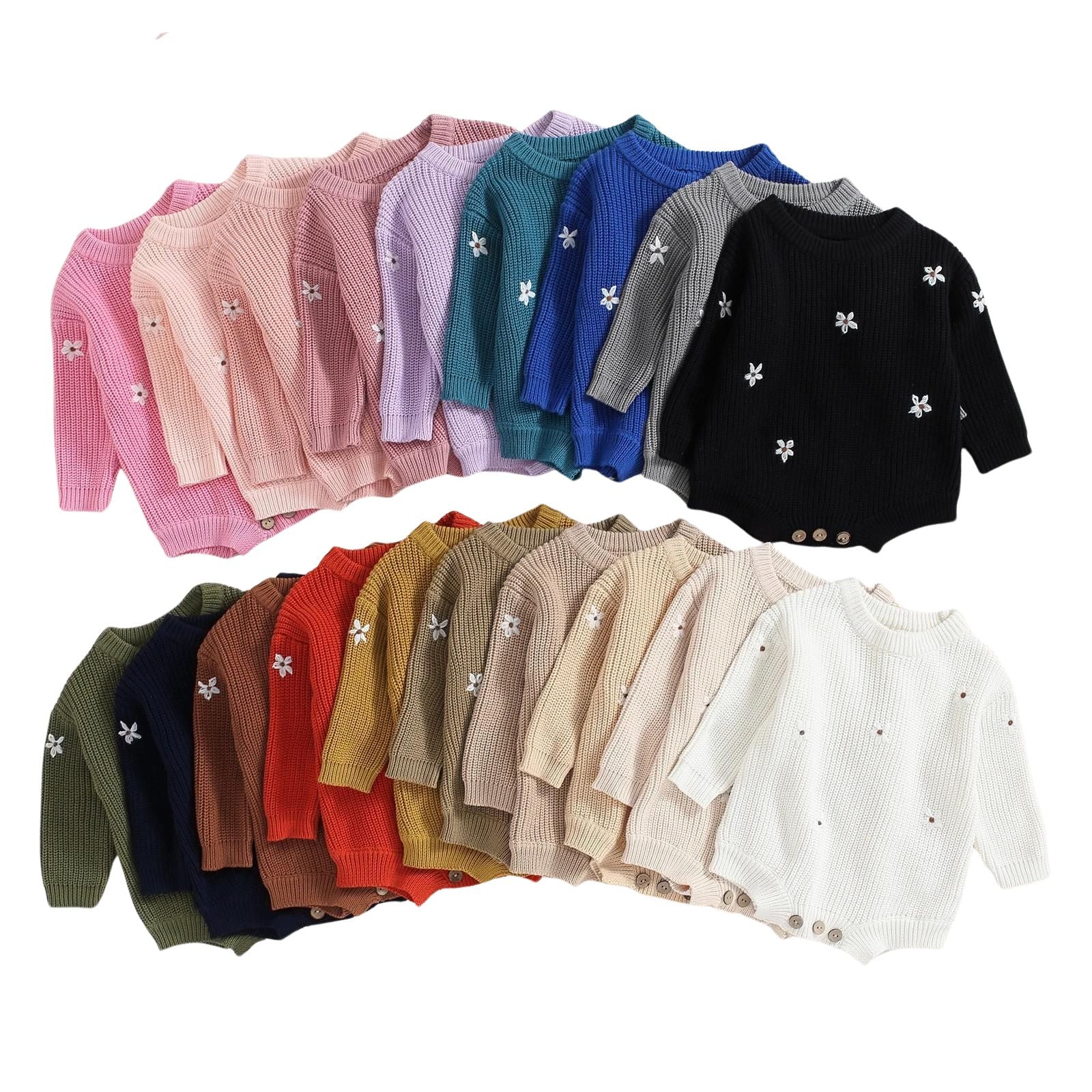 WHITE FLOWERS Knitted Romper