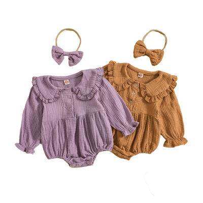 LIZ Ruffle Collar Romper with Headband