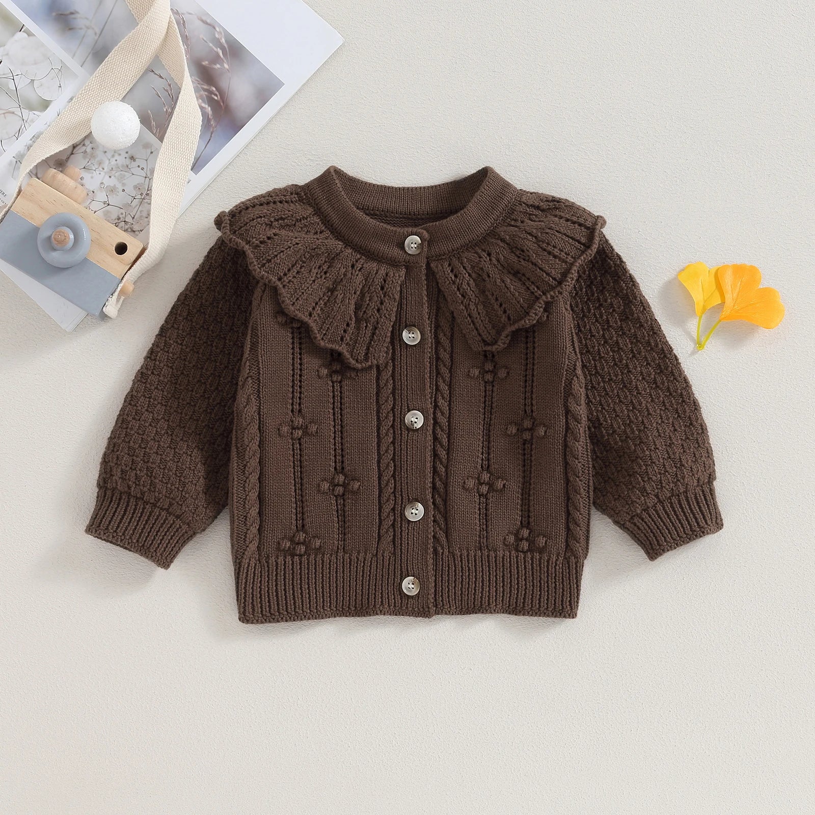EMMELINE Ruffle Collar Cardigan - Hazel & Bo