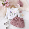 FLOWERS Bowtie Skirt Outfit with Beret