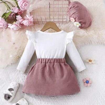 FLOWERS Bowtie Skirt Outfit with Beret