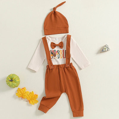 GOBBLE Bowtie Overall Outfit with Beanie