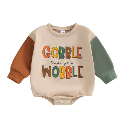 GOBBLE TIL YOU WOBBLE Color Block Onesie