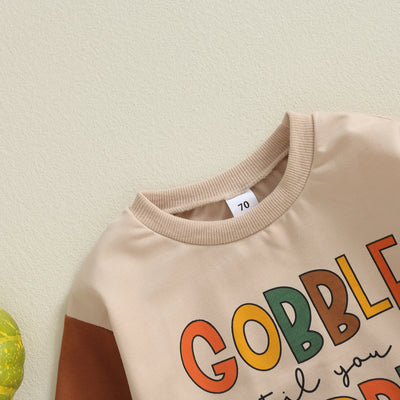 GOBBLE TIL YOU WOBBLE Color Block Onesie