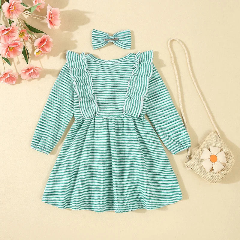 BELLE Striped Ruffle Dress