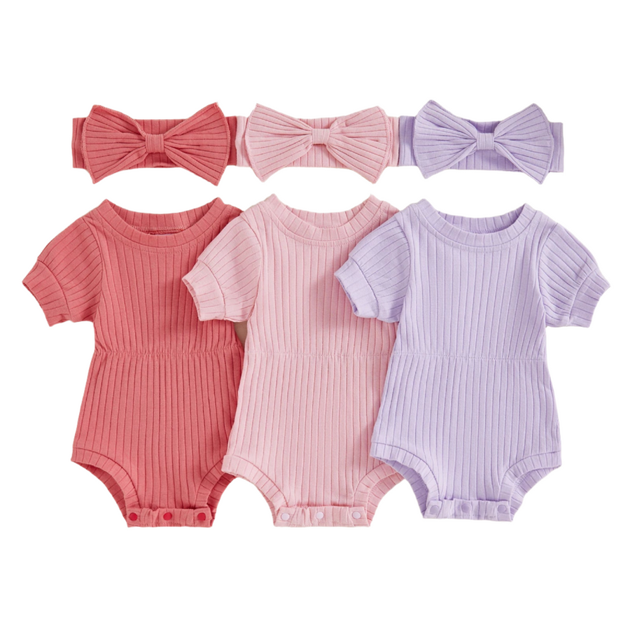 SADIE Ribbed Onesie with Headband