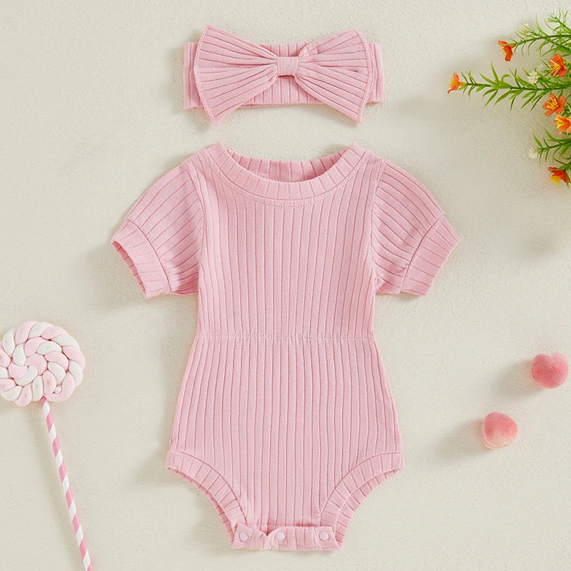 SADIE Ribbed Onesie with Headband
