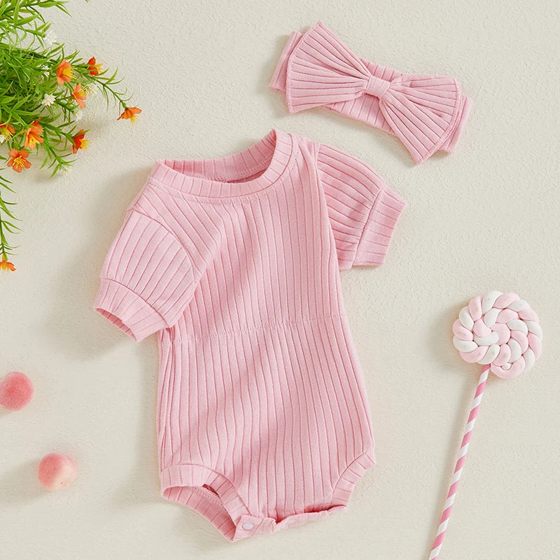 SADIE Ribbed Onesie with Headband