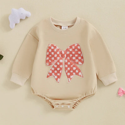 PLUSH BOWTIE Long-Sleeve Romper