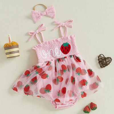 ONE Strawberry Tutu Romper