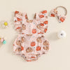 FLORAL PUMPKINS Ruffle Romper with Headband