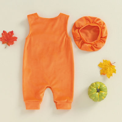 HAPPY PUMPKIN Orange Jumpsuit with Cap