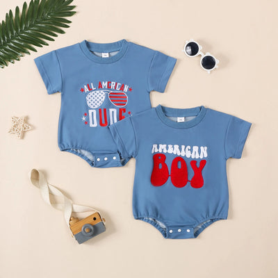 ALL AMERICAN DUDE Embroidered T-Shirt Onesie