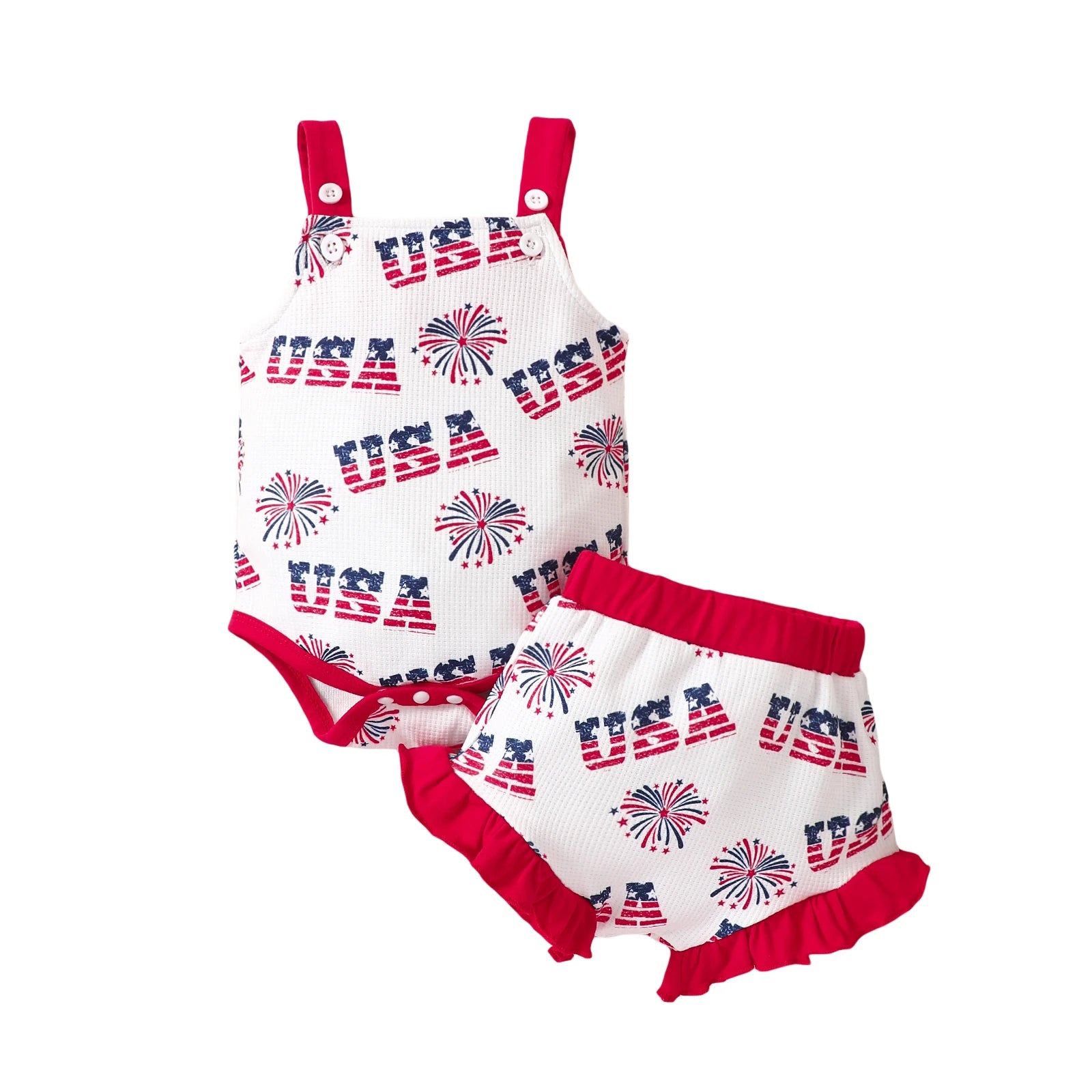 USA Firework Waffle Knit Outfit