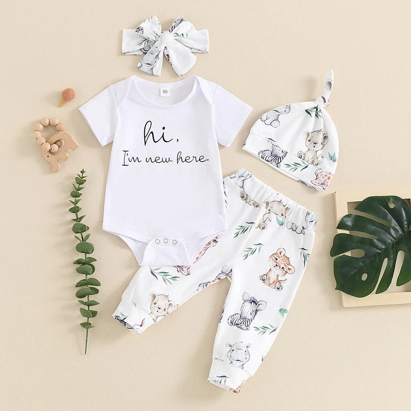 HI I'M New HERE Baby Animals Outfit 0-3 months