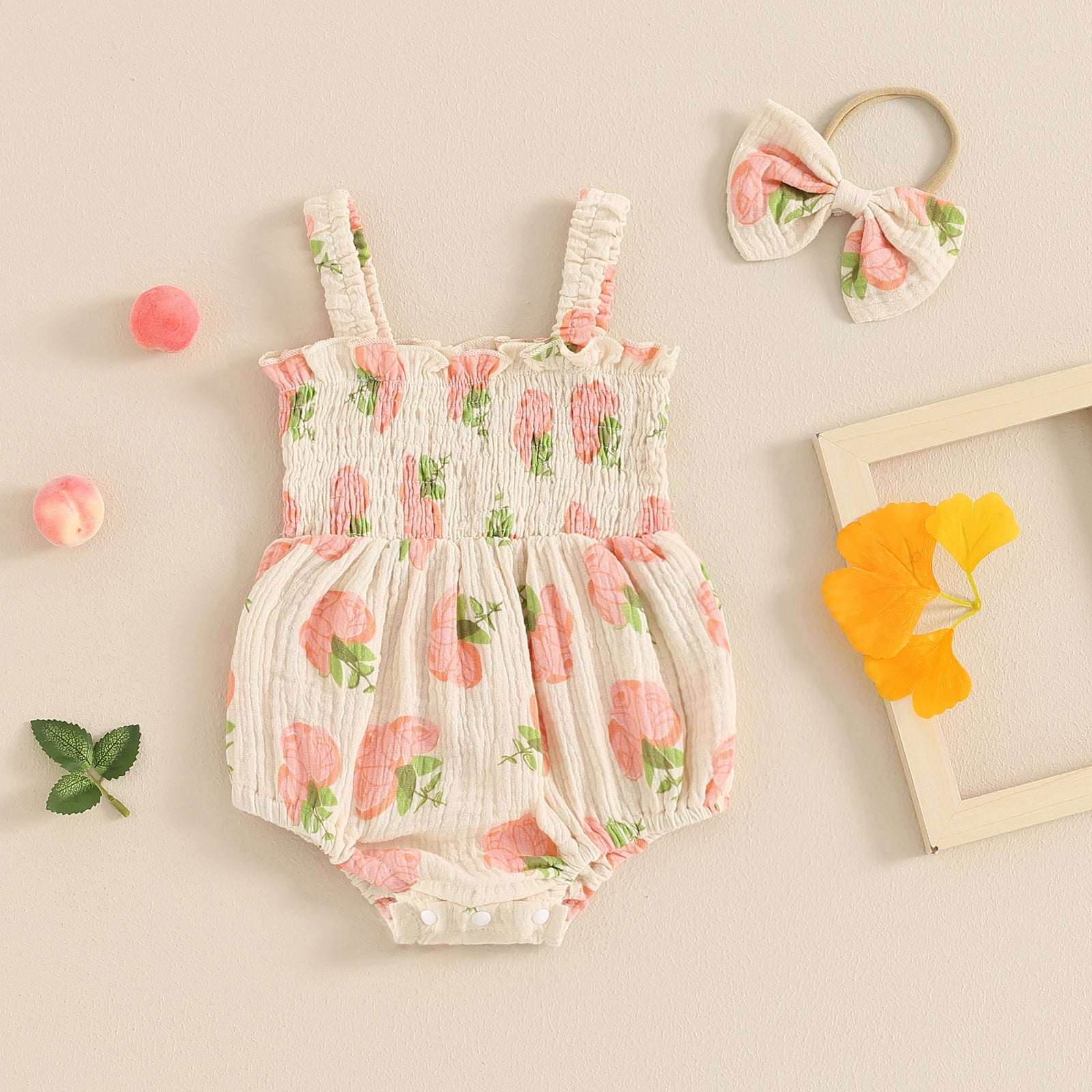 AUGUSTINA Smocked Romper with Headband