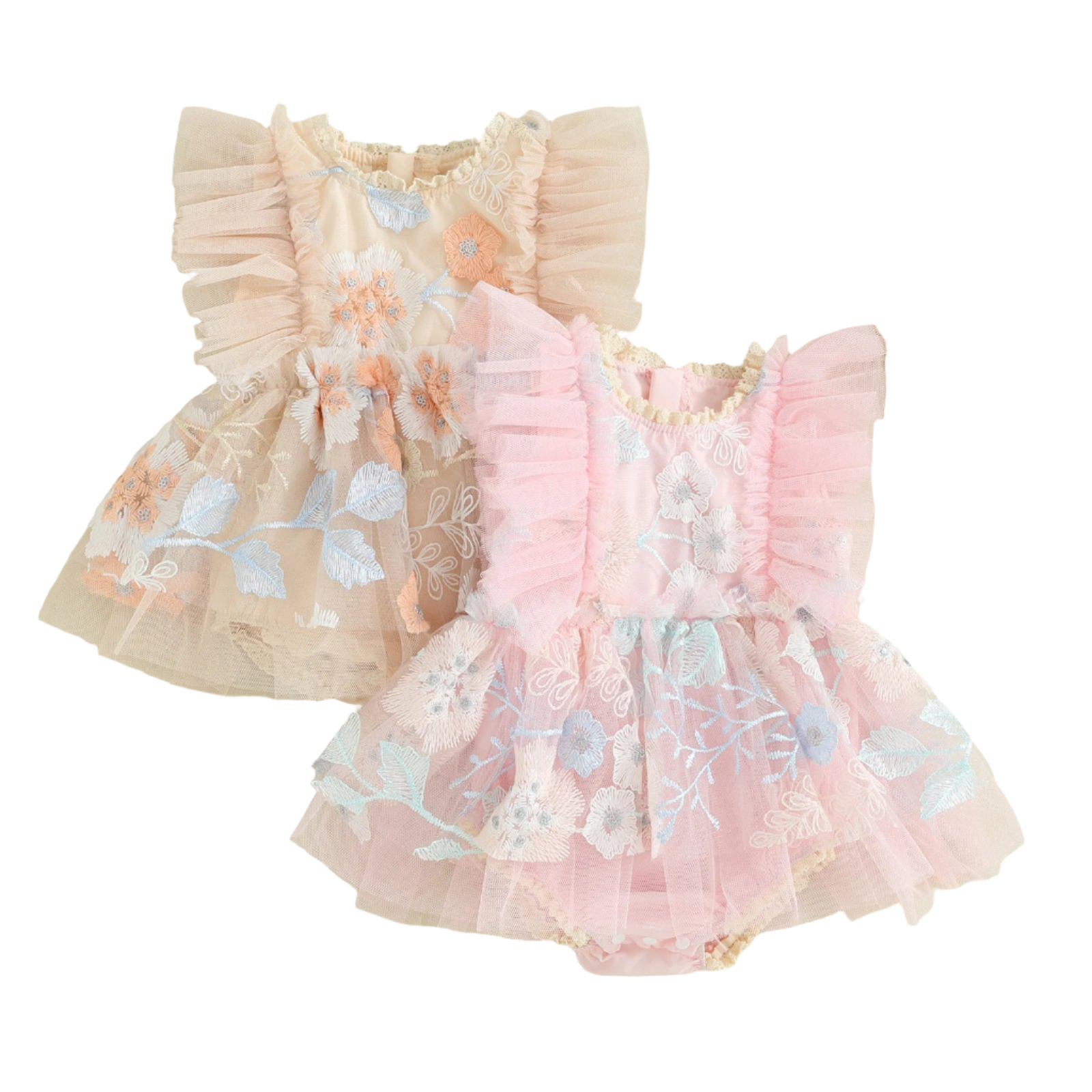GARDEN FAIRY Tulle Romper Dress Beige / 6-12 months GARDEN FAIRY Tulle Romper Dress Beige / 6-12 months